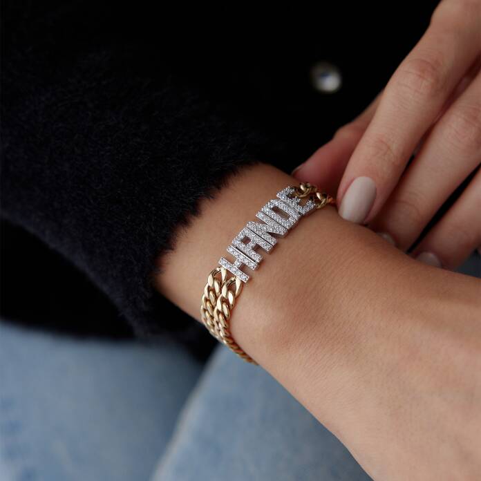 İki Sıra Gurmet Zincir İsim Bileklik - 3