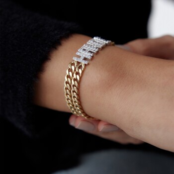 İki Sıra Gurmet Zincir İsim Bileklik - Arpaş (1)