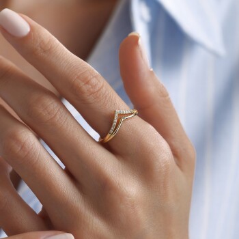 İki Sıra Taşlı V Yüzük - Rayna