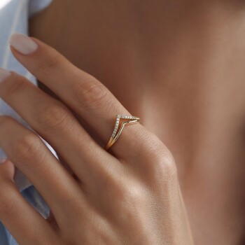 İki Sıra Taşlı V Yüzük - Rayna (1)