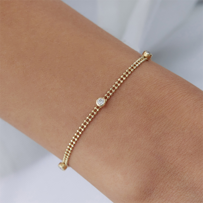 İki Sıra Toplu Tektaş Bileklik - RİTİM