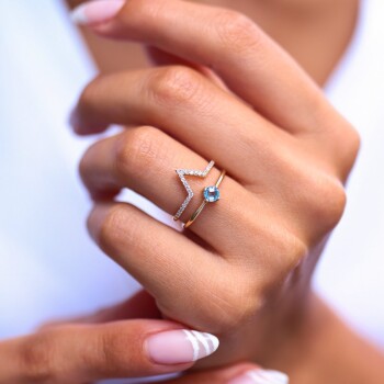 İkili Aqua Yüzük - Nüans