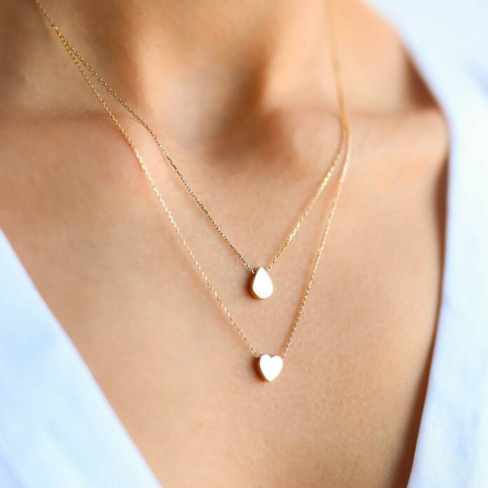 İkili Kalp Damla Kolye - 1