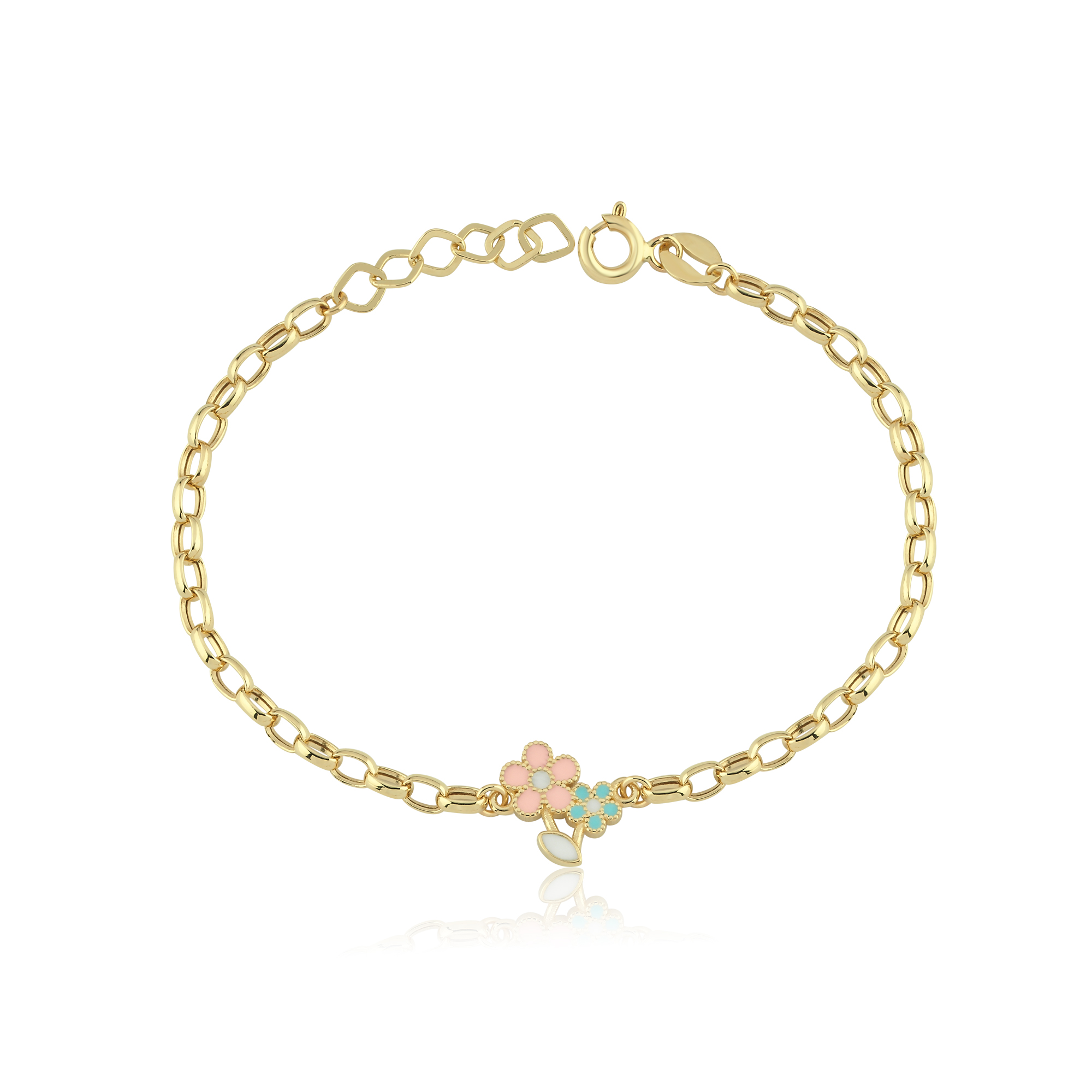 İkili Renkli Çiçek Çoçuk Bilekliği - Melike