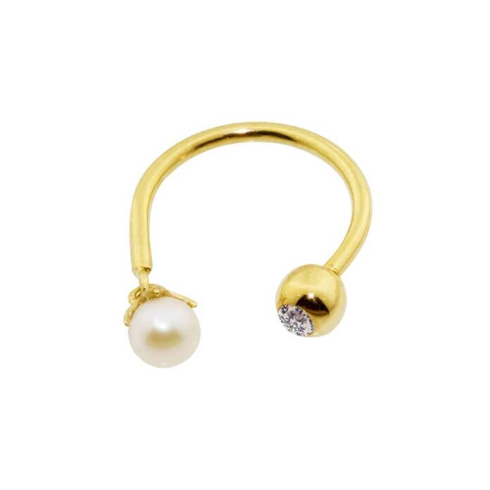 İnci Sallantılı Minimal Yarım Halka Piercing - 1