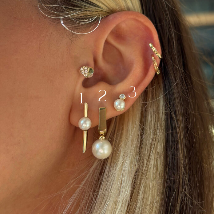 İnci Taşlı Lomven Küpe (3) - 1