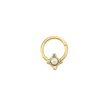 İnci ve Dört Taşlı Helix Piercing - Dianora