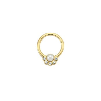 İnci ve Taşlı Yarım Çiçek Helix Piercing - Dianora
