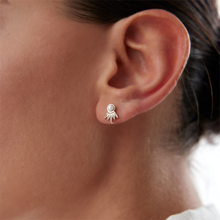 İnci Yelpaze Vidalı Küpe - Rayna (1)