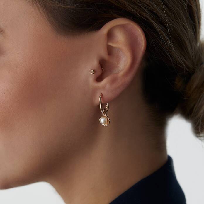 İncili İstiridye Sallantılı Küpe - 1