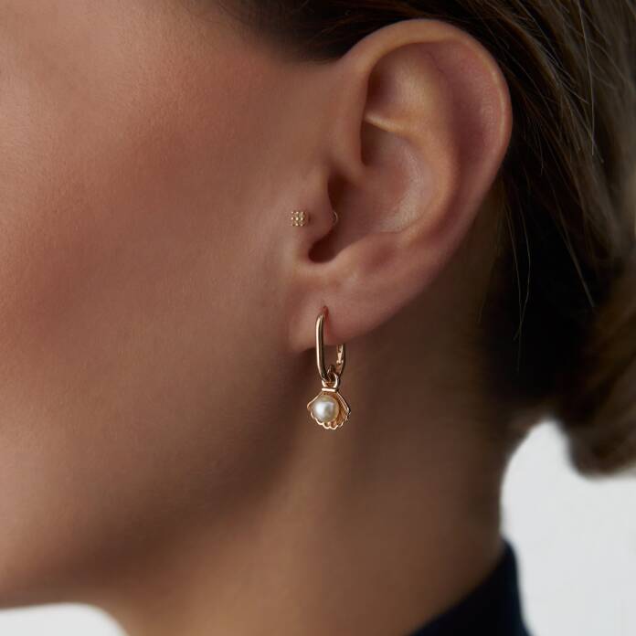 İncili İstiridye Sallantılı Küpe - 2