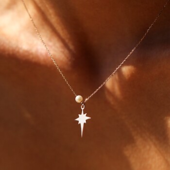 İncili Kutup Yıldızı Kolye - Rayna