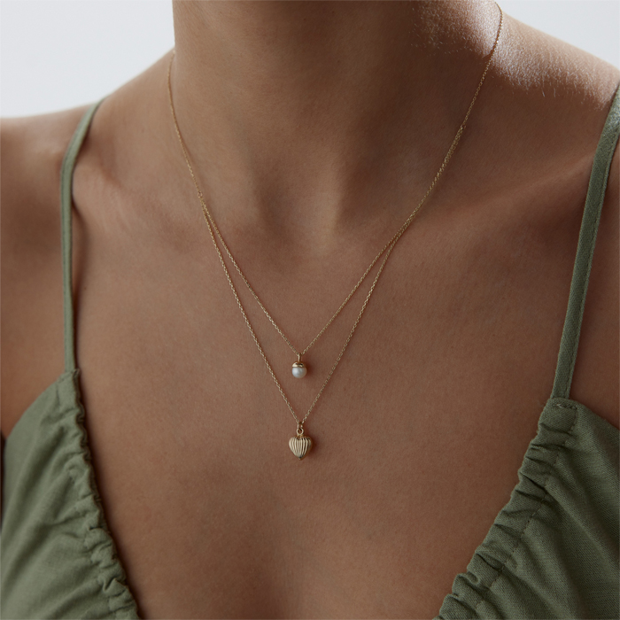 İncili Midye Kalp Kolye - Rayna (1)