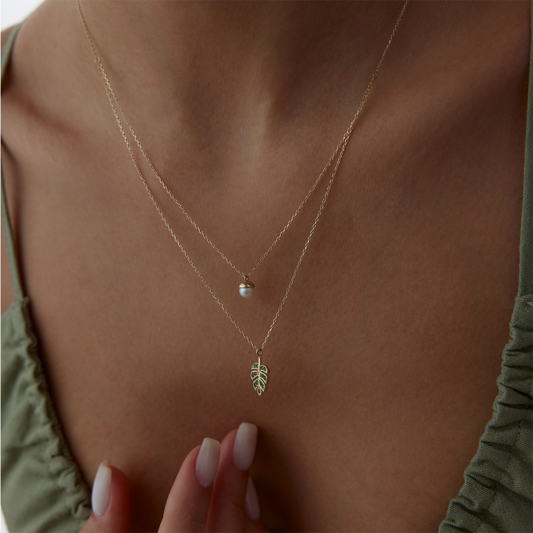 İncili Palmiye Kolye - 1