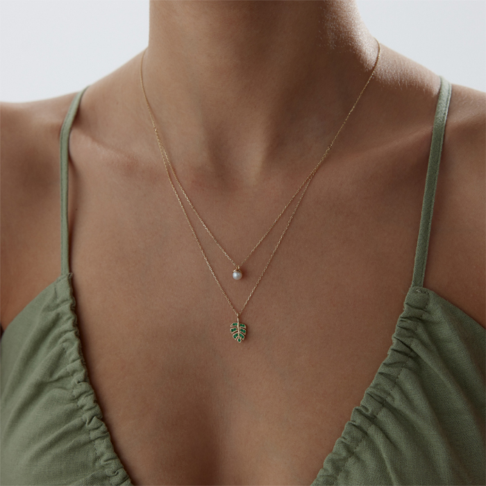 İncili Palmiye Kolye - Rayna (1)