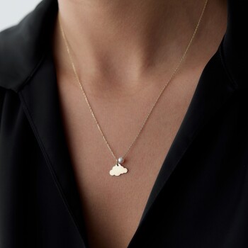 İncili Plaka Bulut Kolye - Rayna