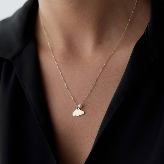 İncili Plaka Bulut Kolye - 1