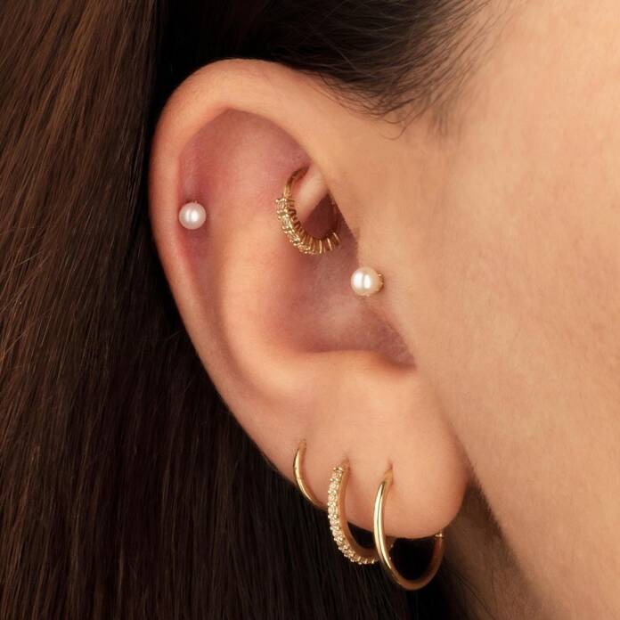 İncili Tragus Piercing - 2