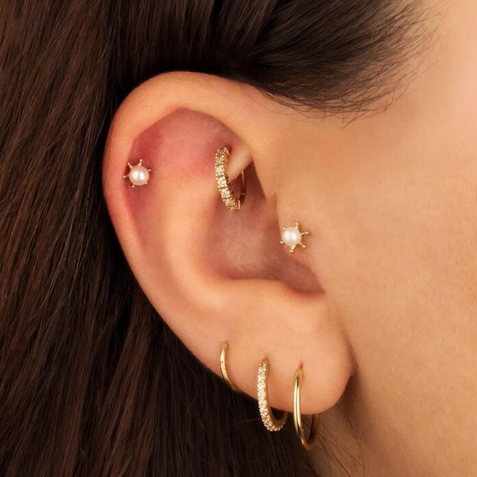 İncili Yıldız Tragus Piercing - 2