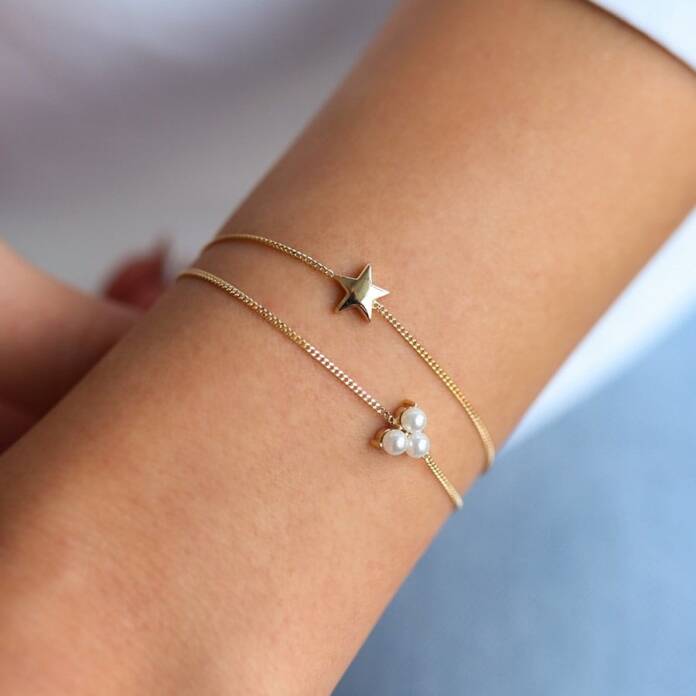 İncili Yıldızlı İkili Bileklik - 1