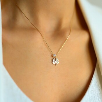 İncili Yonca Kolye - Rayna (1)