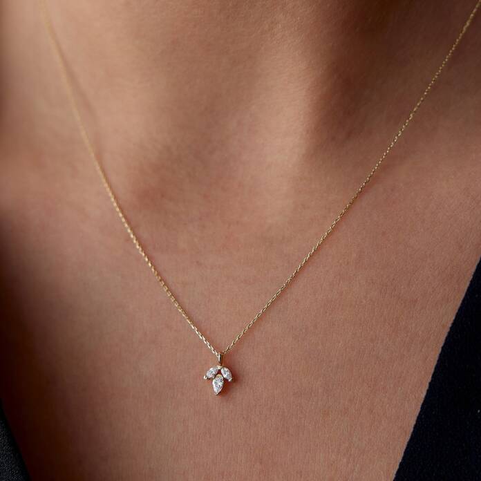 Işıltılı Markiz Taşlı Kolye - 1