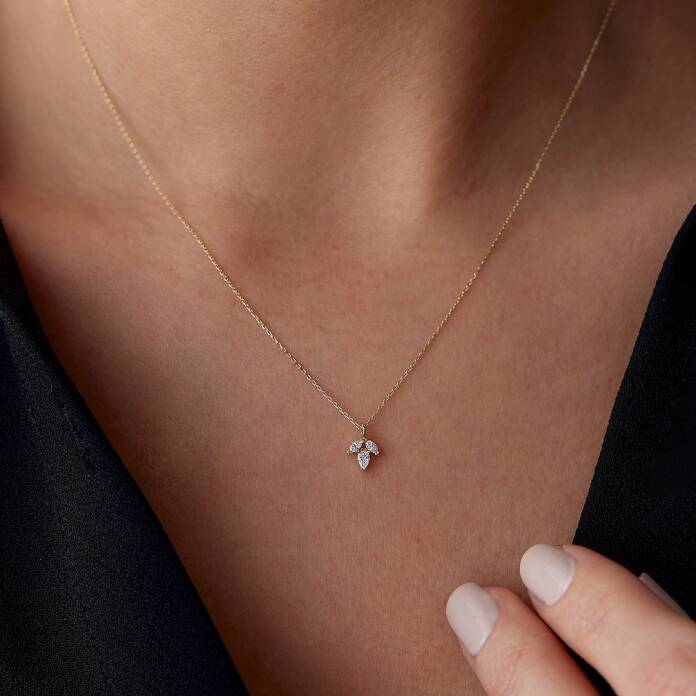 Işıltılı Markiz Taşlı Kolye - 2