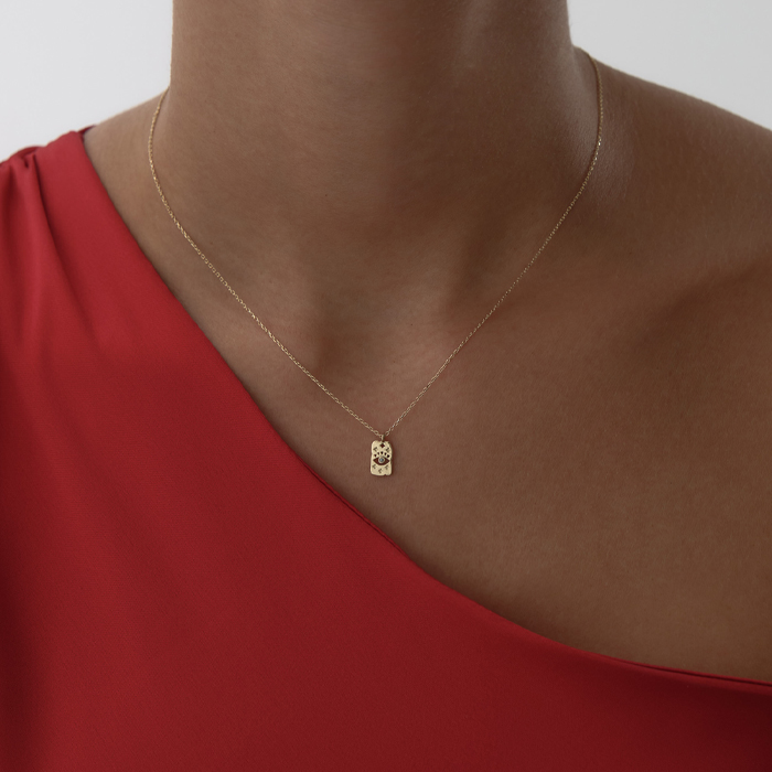 İşlemeli Göz Plaka Kolye - MİST