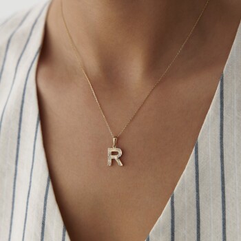 İşlemeli Harf Kolye - Mazi