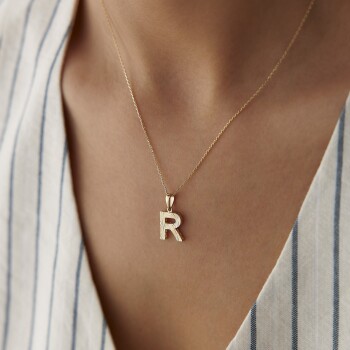 İşlemeli Harf Kolye - Mazi (1)