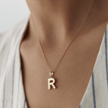 İşlemeli Harf Kolye - 3