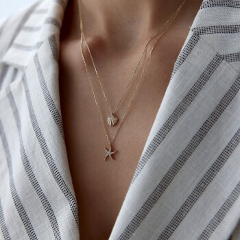 İstiridye Kabuğu ve Deniz Yıldızı Kolye - Rayna (1)