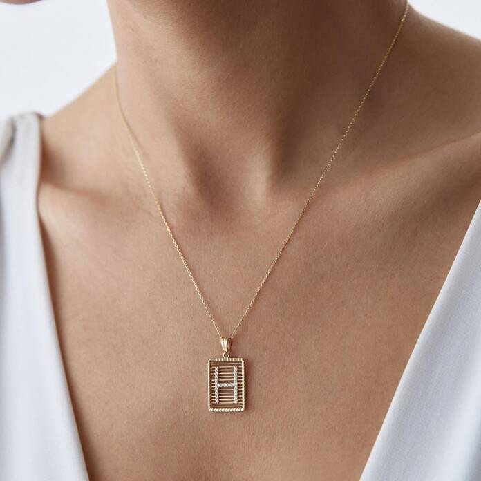 Izgara Taşlı Harf Kolye - 1