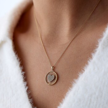 Izgara Taşlı Kalp Kolye - Rayna (1)