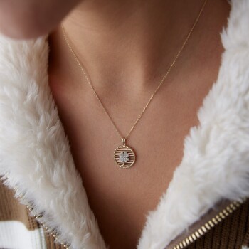 Izgara Taşlı Yonca Kolye - Rayna (1)