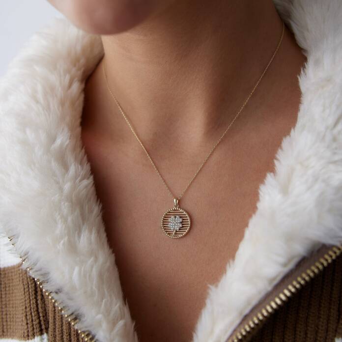 Izgara Taşlı Yonca Kolye - 1