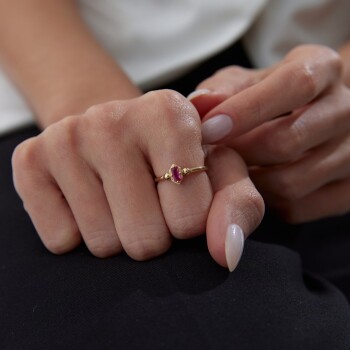 Jay Pembe Baget Yüzük - Rayna