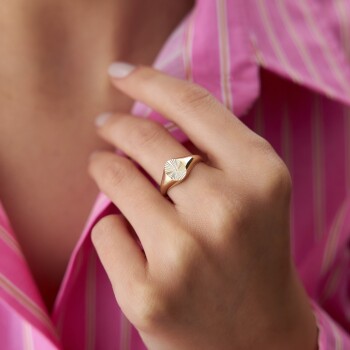 Kalemli Elips Şovalye Yüzük - Nüans