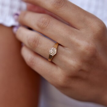 Kalemli Geometrik Yüzük - Cemart