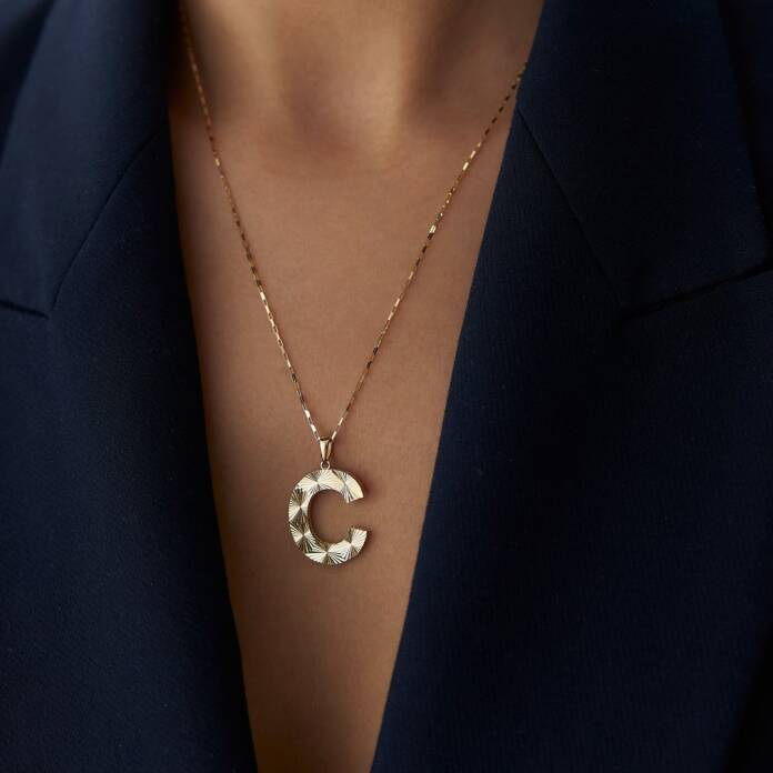 Kalemli İşlemeli Harf Kolye - 1