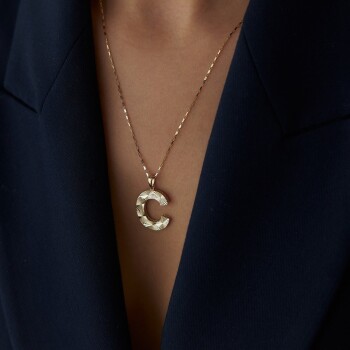 Kalemli İşlemeli Harf Kolye - Mazi (1)