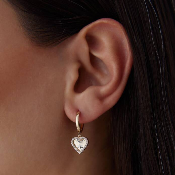 Kalemli Kalp Halka Sallantılı Küpe - 1