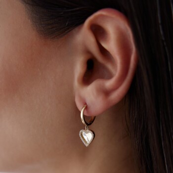 Kalemli Kalp Halka Sallantılı Küpe - Koçak (1)