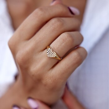 Kalemli Kalp Yüzük - Cemart