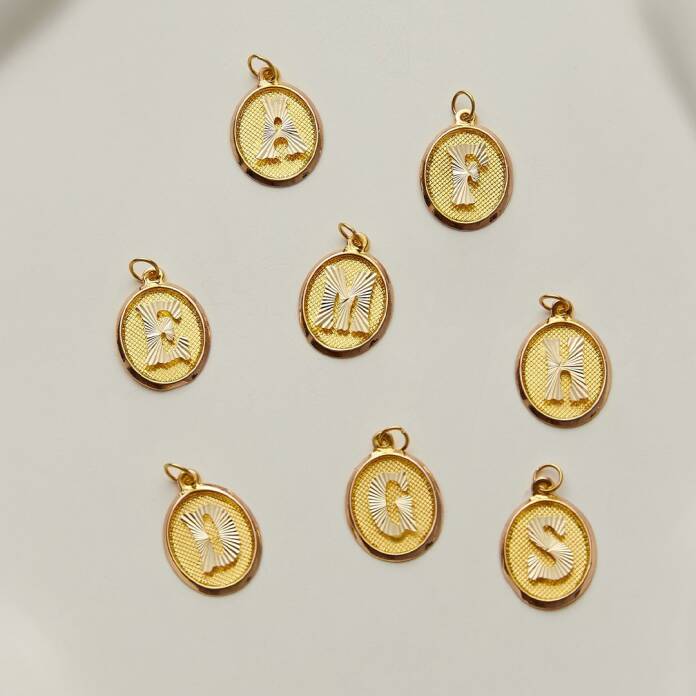 Kalemli Vintage Oval Harf Kolye Ucu - 1