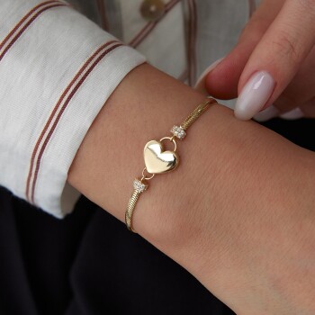 Kalp Balık Sırtı Zincir Bileklik - Koçak (1)