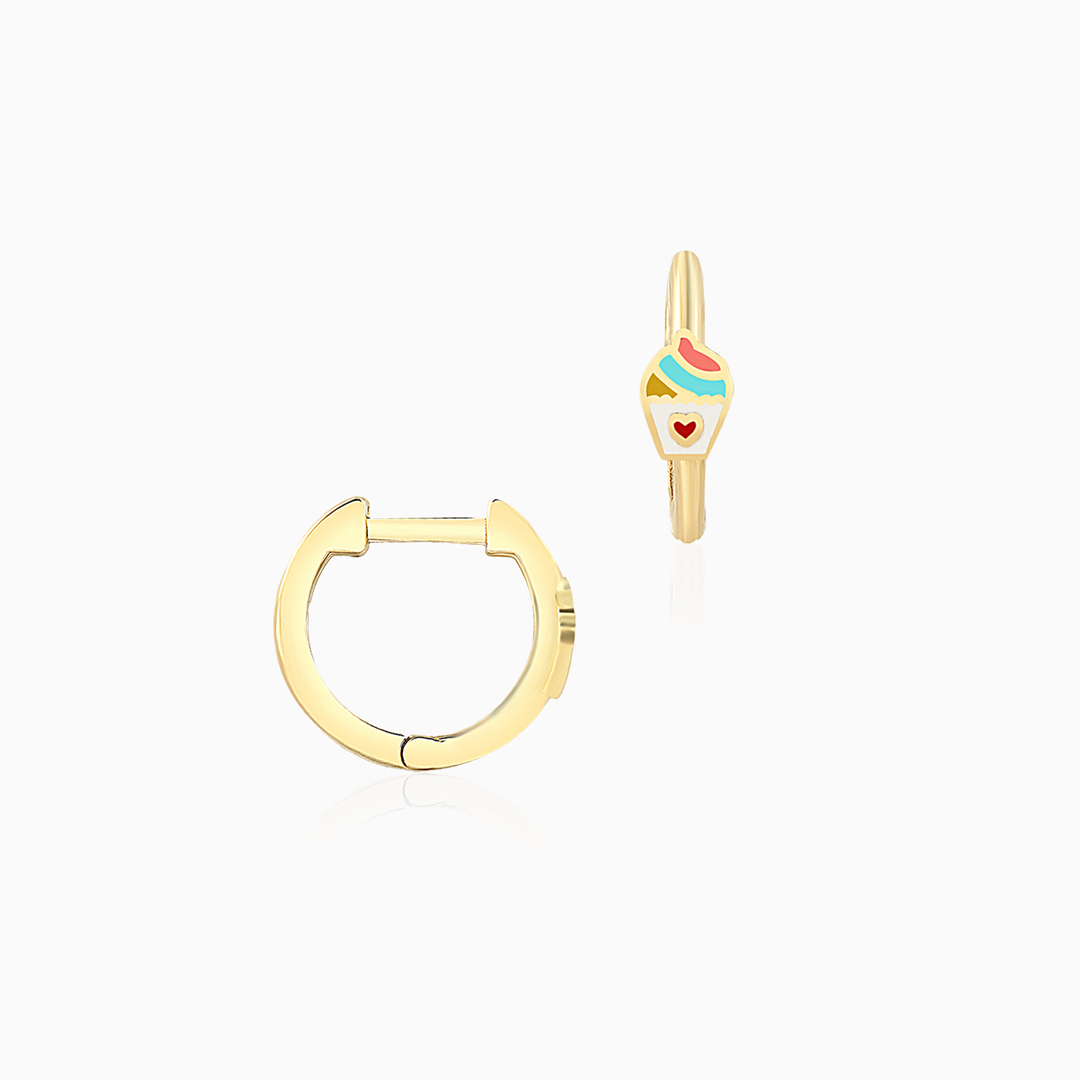 Kalp Cupcake Halka Çocuk Küpesi - 1