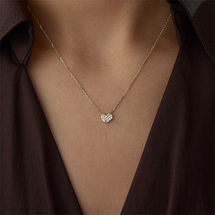 Kalp Detaylı Taşlı Kolye - Alen (1)