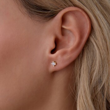 Kalp Dört Tırnak Tektaş Vidalı Küpe - Osman (1)