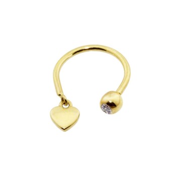 Kalp Sallantılı Minimal Yarım Halka Piercing - Dianora